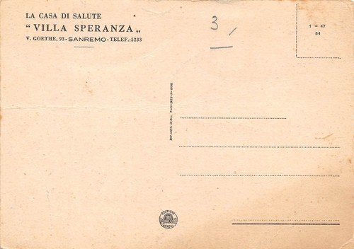 Cartolina Sanremo Villa Speranza
