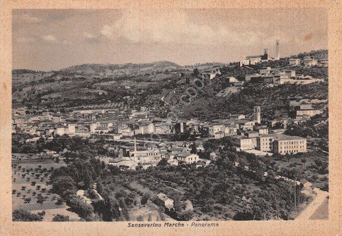 Cartolina Sanseverino Marche panorama 1951 ingiallita | Immagine principale