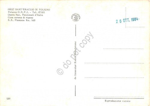 Cartolina Sant' Eraclio di Foligno Palazzo Opera Nazionale Pensionati d'Italia