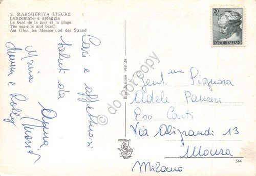 Cartolina Santa Margherita Ligure lungomare e spiaggia anni '60 | Immagine Gallery 2