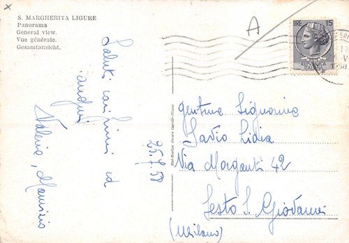 Cartolina Santa Margherita Ligure Panorama e lungomare 1958 (Genova) | Immagine Gallery 2