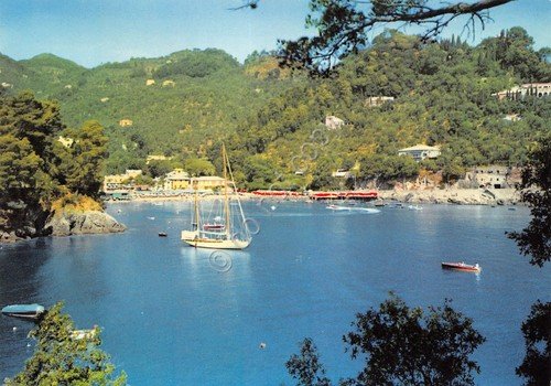 Cartolina Santa Margherita Ligure Paraggi panorama dal mare panfilo (Genova) | Immagine principale