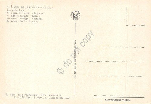 Cartolina Santa Maria di Castellabate Villaggio Benvenuti Ingresso anni '80