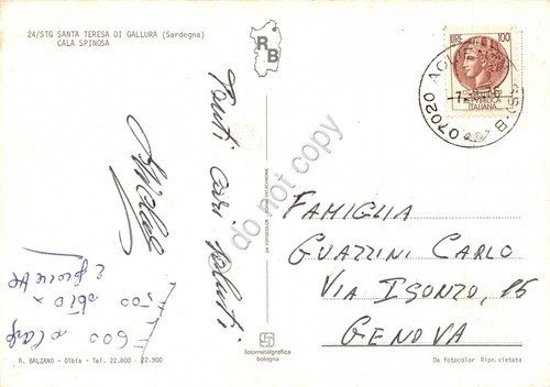 Cartolina Santa Teresa di Gallura Cala Spinosa 1976 (Sassari) | Immagine Gallery 2
