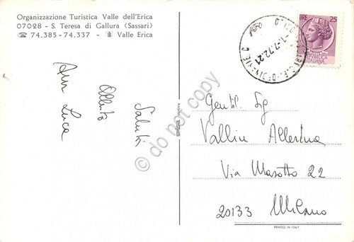 Cartolina Santa Teresa di Gallura Valle Erica Spiaggia animata 1972 … | Immagine Gallery 2