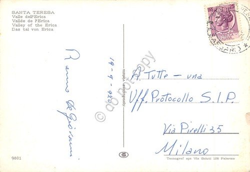 Cartolina Santa Teresa Valle dell'Erica case 1970