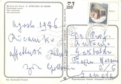 Cartolina Santo Stefano al Mare panorama aereo 1986