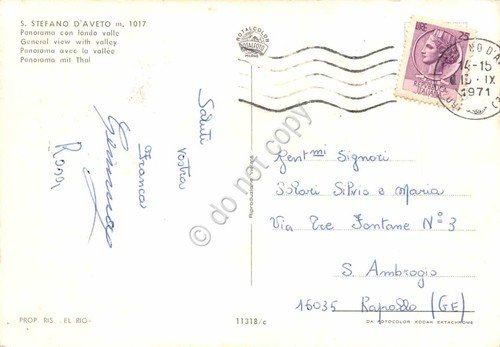 Cartolina Santo Stefano d'Aveto panorama con fondo valle 1971 | Immagine Gallery 2