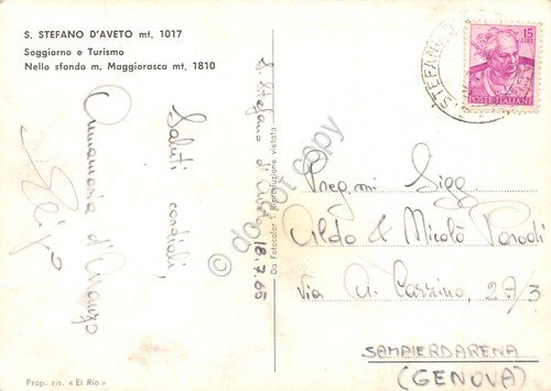 Cartolina Santo Stefano d'Aveto panorama Monte Maggiorasca 1965