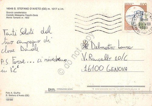 Cartolina Santo Stefano d'Aveto vedute paese con cavalli castello monte …