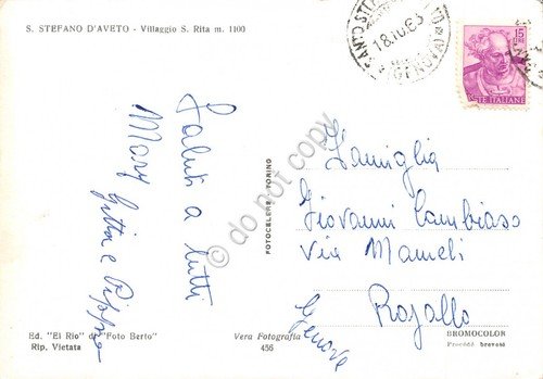 Cartolina Santo Stefano d' Aveto Villaggio Santa Rita segnata (Genova)