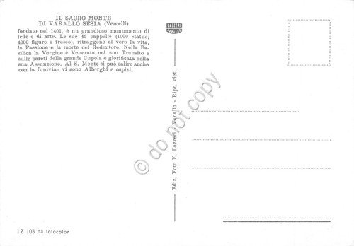 Cartolina Santuari di Varallo vedute varie colomba Vergine