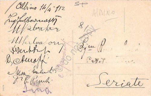 Cartolina Santuario Beata Vergine del Monte Altino Bergamo animata 1912