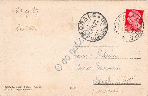 Cartolina Santuario d'Oropa Monte Mucrone da Vetta del Camino 1929 | Immagine Gallery 2