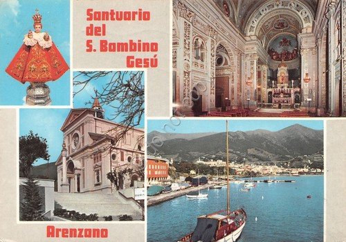 Cartolina Santuario del Bambin Gesù di Praga Arenzano vedute (Genova)