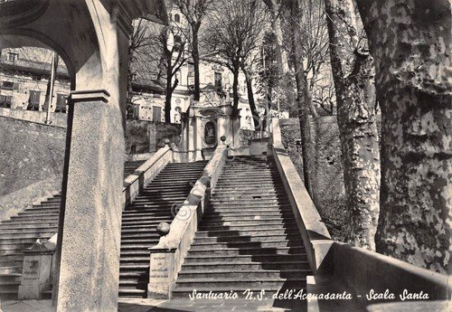 Cartolina Santuario dell'Acquasanta Scala Santa 1957