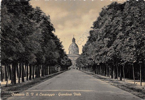 Cartolina Santuario di Caravaggio Viale 1957 (Bergamo) | Immagine principale