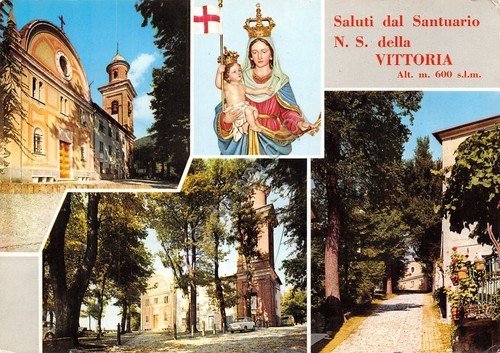 Cartolina Santuario N.S. della Vittoria vedute 1974 (Genova)