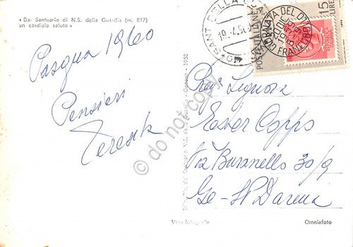 Cartolina Santuario N. Signora della Guardia prospetto da Sud 1960 … | Immagine Gallery 2