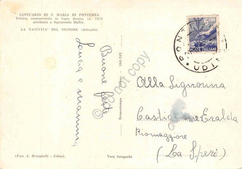 Cartolina Santuario Santa Maria di Pontebba Natività anni '50