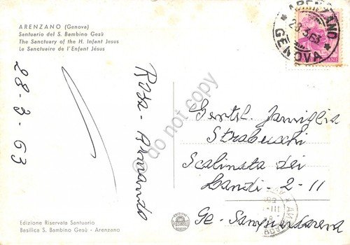 Cartolina Santuario Santo Bambino Ges? di Praga vedute 1963 (Genova) | Immagine Gallery 2