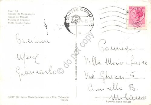 Cartolina Sapri Canale di Mezzanotte 1974 (Salerno)