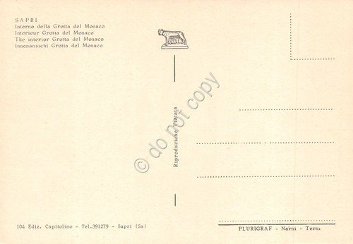 Cartolina Sapri Grotta del Monaco interno anni '80