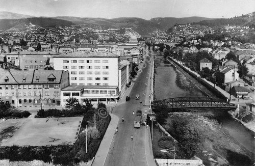 Cartolina Sarajevo Obala Dom Sindikata 1960