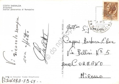 Cartolina Sardegna Arzachena Panorama parziale di Romazzino 1967 (Sassari)