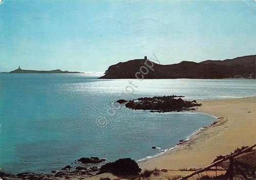 Cartolina Sardegna Capo Carbonara Isola di Cavoli Villasimius spiaggia 1984