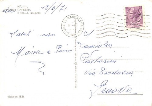 Cartolina Sardegna Caprera Letto di Garibaldi 1971 (Sassari) | Immagine Gallery 2