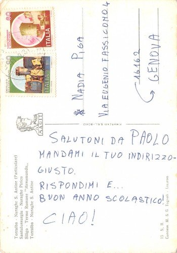 Cartolina Sardegna Civiltà Nuragica Torralba S. Antine Santulussurgiu Siligo