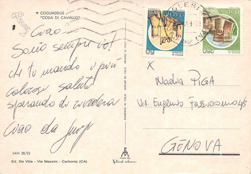 Cartolina Sardegna Codacavallo Coguaddus (Sassari)