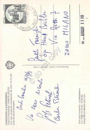 Cartolina Sardegna Costa Paradiso Porto Leccio spiaggia 1993 (Nuoro)