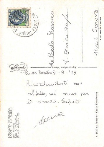 Cartolina Sardegna Costa Paradiso Rocce di Lu Diaulu 1979 (Sassari)