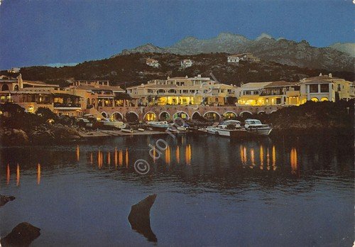 Cartolina Sardegna Costa Smeralda Arzachena Porto Cervo Notturno 1977 (Sassari)