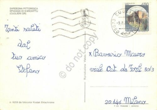 Cartolina Sardegna Cuglieri spiaggia S' Archittu 1986 (Oristano) | Immagine Gallery 2