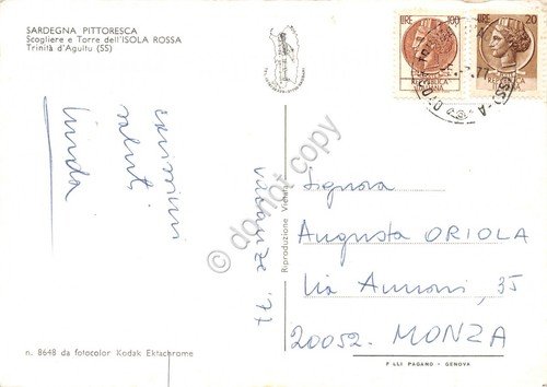 Cartolina Sardegna Isola Rossa Scogliere e Torre Trinità d'Agultu 1977 … | Immagine Gallery 2