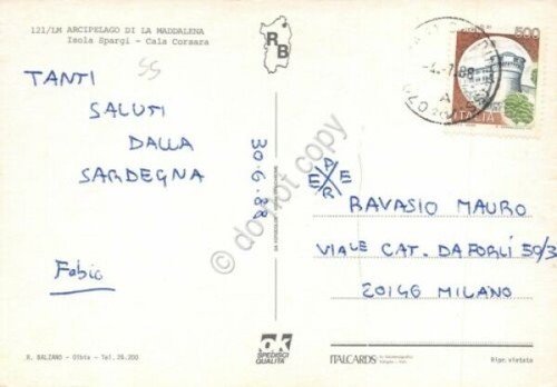 Cartolina Sardegna La Maddalena Isola Spargi Cala Corsara 1988 (Sassari)