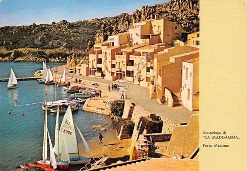 Cartolina Sardegna La Maddalena Porto Massimo barche animata