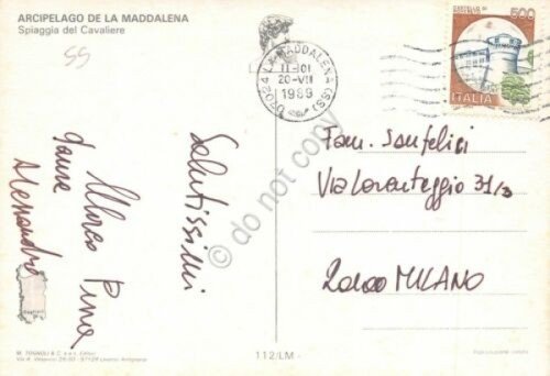 Cartolina Sardegna La Maddalena Spiaggia del cavaliere 1989 (Sassari) | Immagine Gallery 2