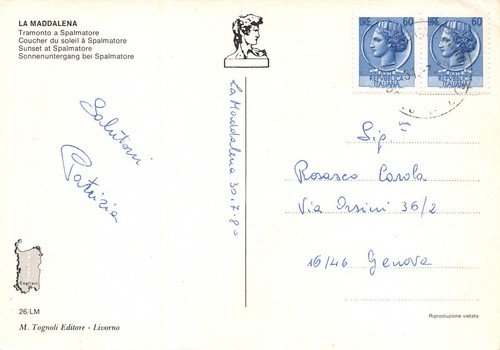 Cartolina Sardegna La Maddalena Tramonto a Spalmatore (Sassari)