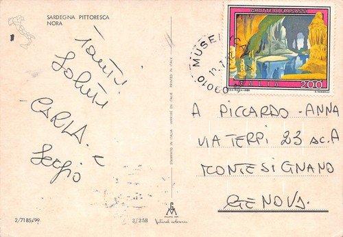 Cartolina Sardegna Nora Panorama e tempio di Esculapio (Cagliari)