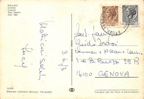Cartolina Sardegna Palau L'Orso di roccia 1973 (Sassari)