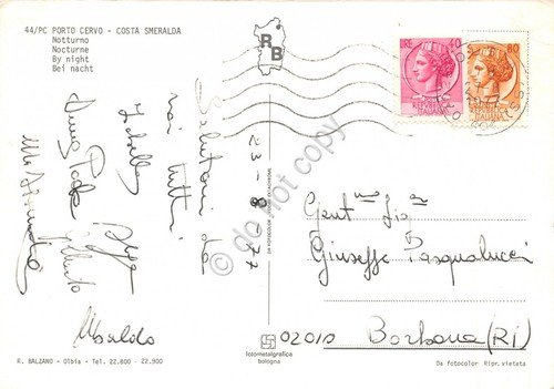 Cartolina Sardegna Porto Cervo Notturno 1977 (Sassari) | Immagine Gallery 2