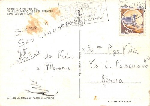 Cartolina Sardegna San Leonardo de Siete Fuentes Santu Lussurgiu 1981 | Immagine Gallery 2