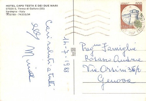 Cartolina Sardegna Santa Teresa Hotel Capo Testa e due mari …