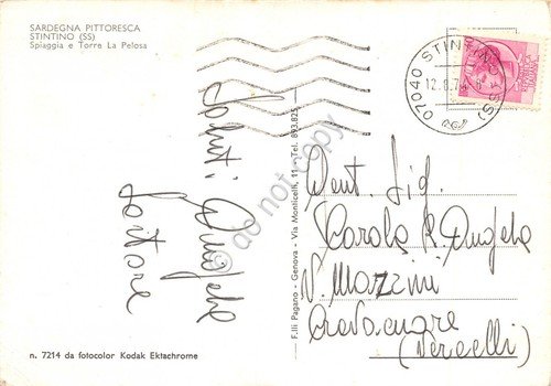 Cartolina Sardegna Stintino Spiaggia e Torre la Pelosa 1974 animata …