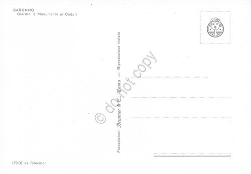 Cartolina Saronno Giardini Monumento ai Caduti animata