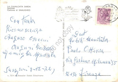Cartolina Sassari Cavalcata Sarda Costume di Samugheo 1972
